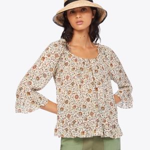 Tory Burch Printed Ruffle Blouse